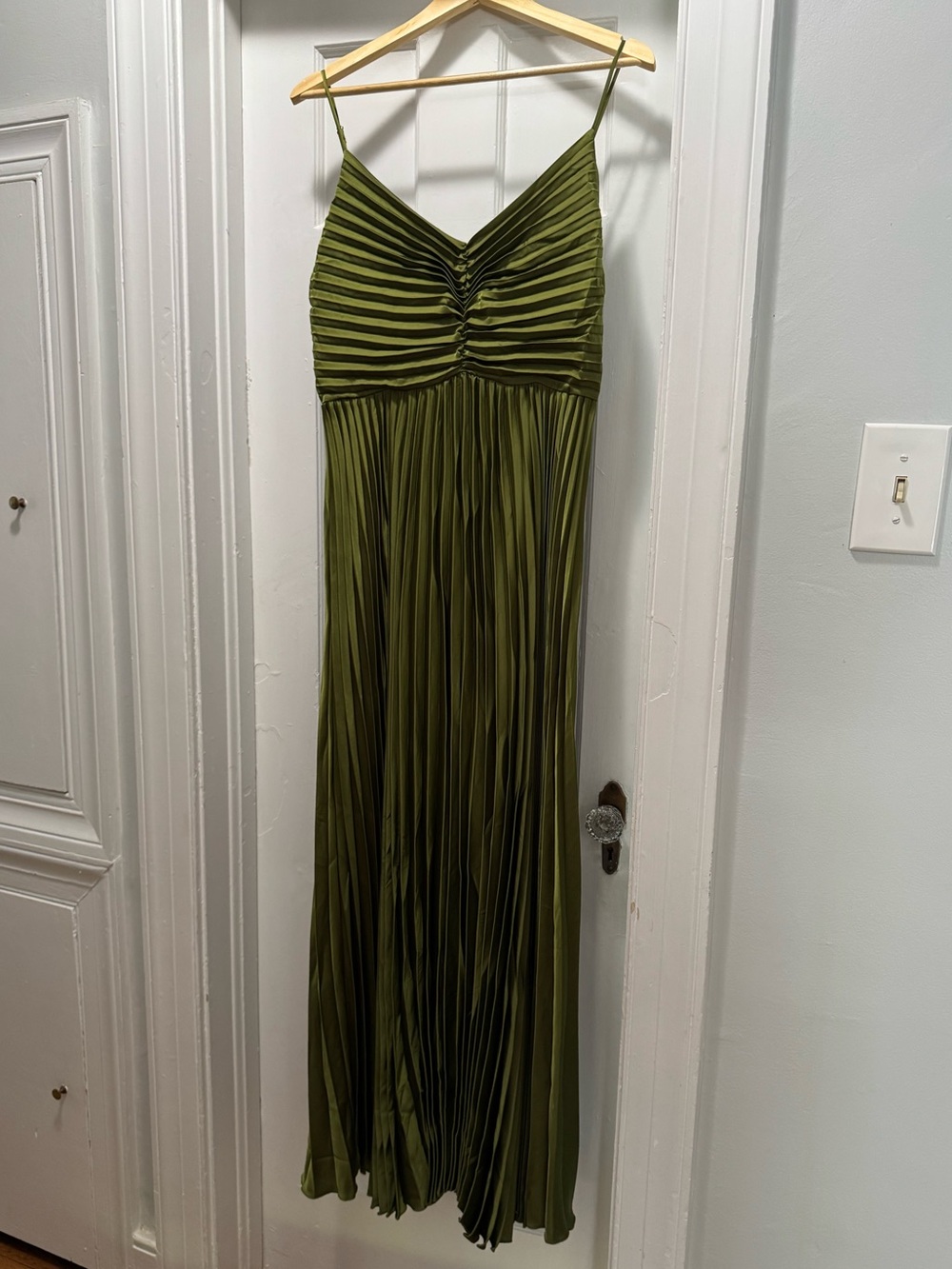 Petal & Pup Naira Pleated Maxi Dress in Palm Green - Picture 3 of 5